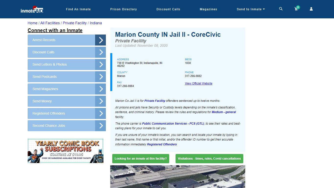 Marion County IN Jail II - CoreCivic - Inmate Search - Indianapolis, IN